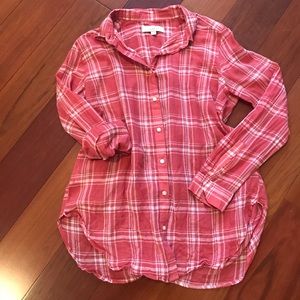 Loft Cotton Plaid Top